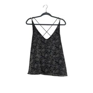 Mahina Women's M Black Polka Dot Strappy Camisole Tank Top Casual